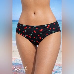 Retro Cherry Print Hipster Bikini Bottoms Pin-Up Rockabilly Swim S
